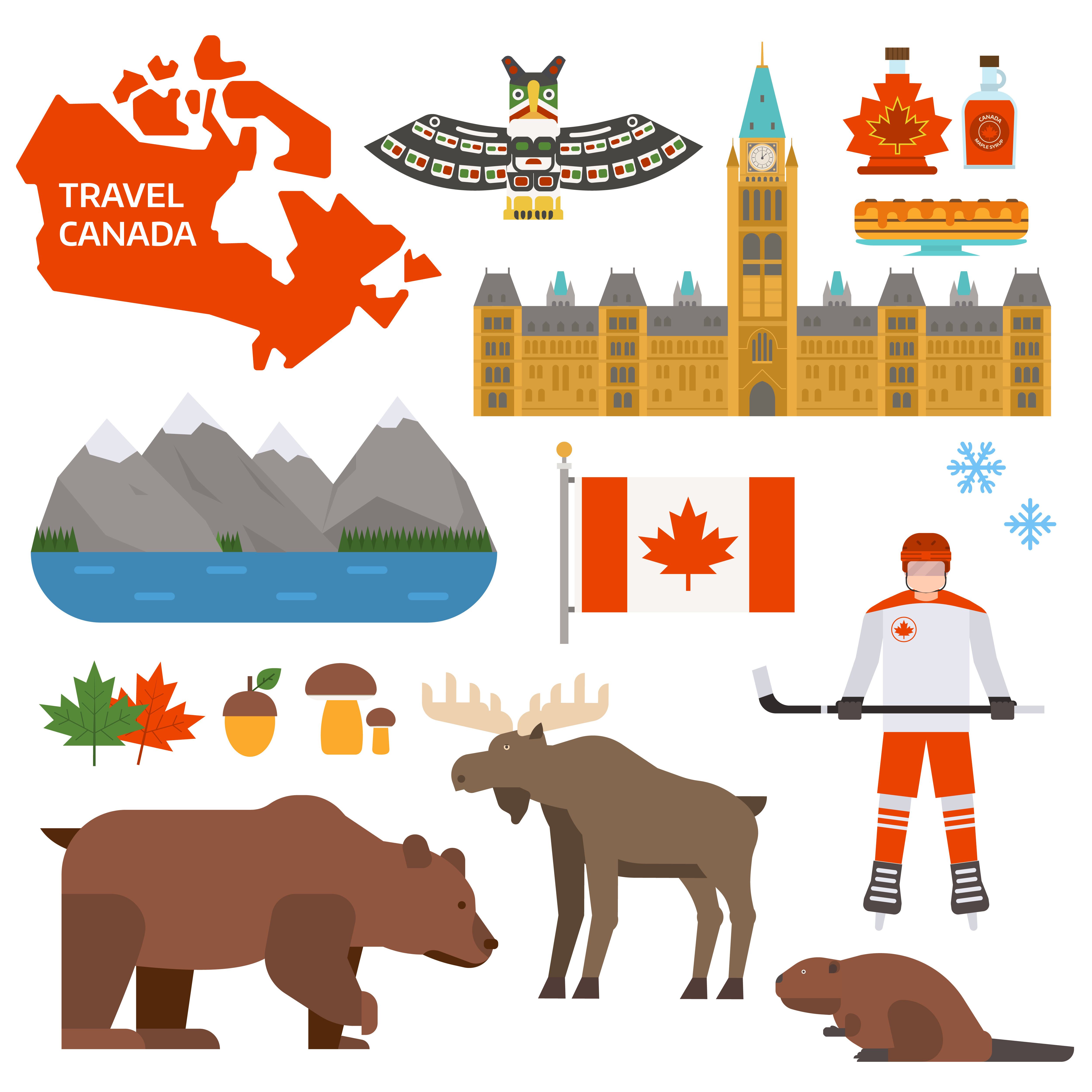 Canada Symbols Vector Illustration, An Animal Illustration By 