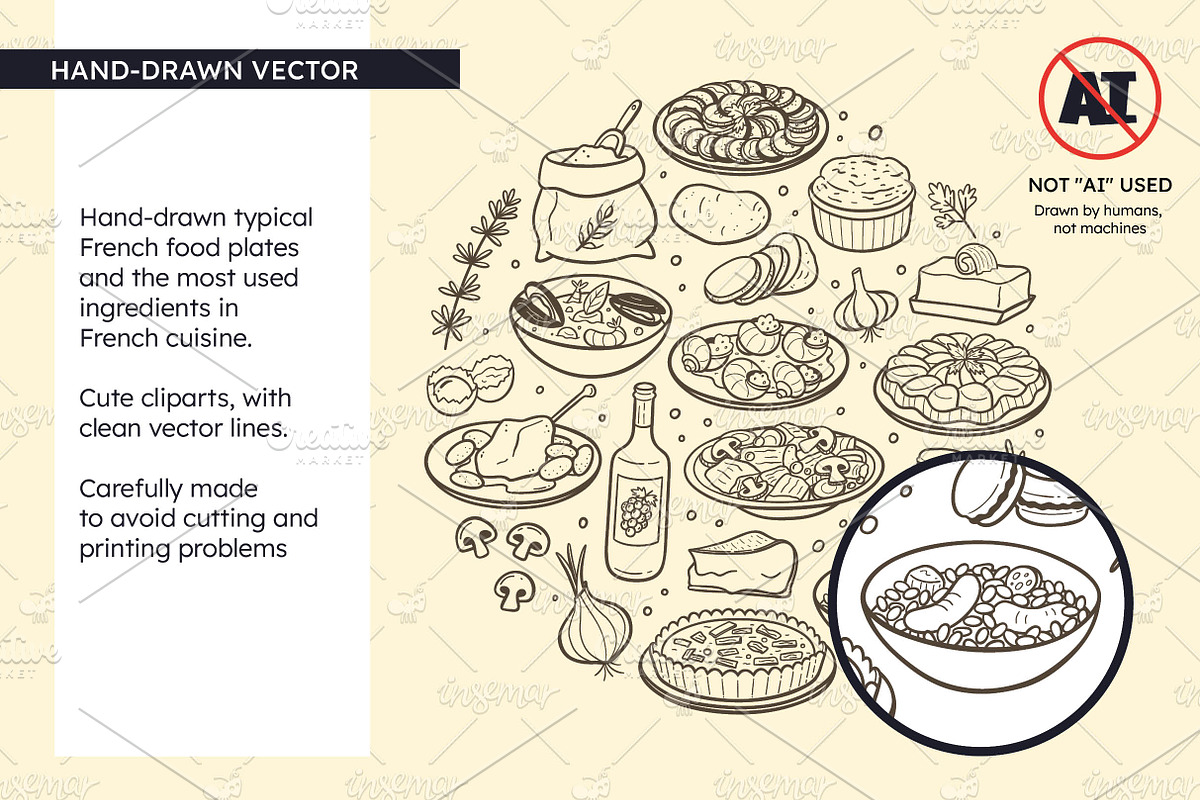 French Food Doodle Clip Art, a Food Illustration by insemar (Photo 2 of 4)