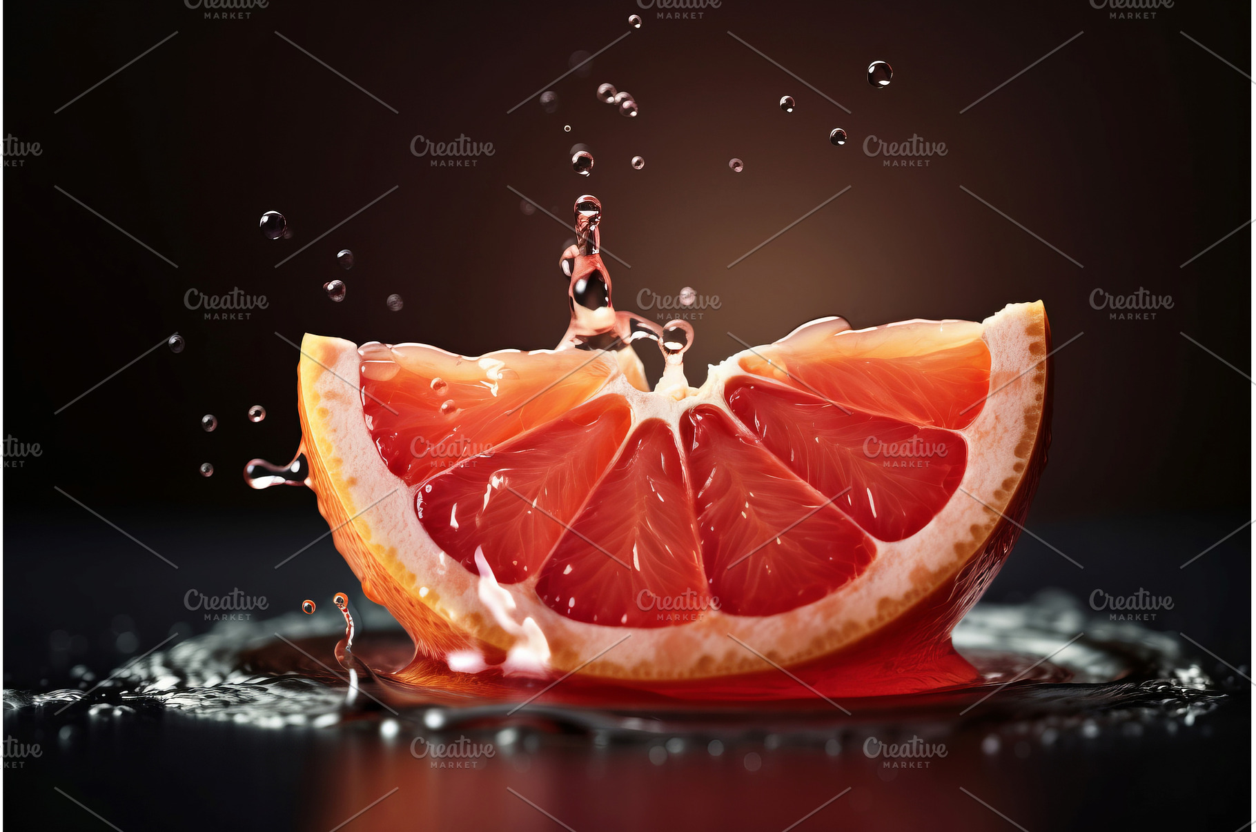 Grapefruit slice splashes motion, a Nature Photo by Ylivdesign