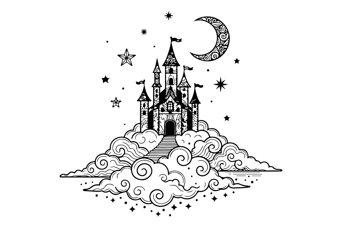 Fantasy Castle Cloud Moon Bundle, an Object Illustration by Gaye Art (Photo 10 of 30)