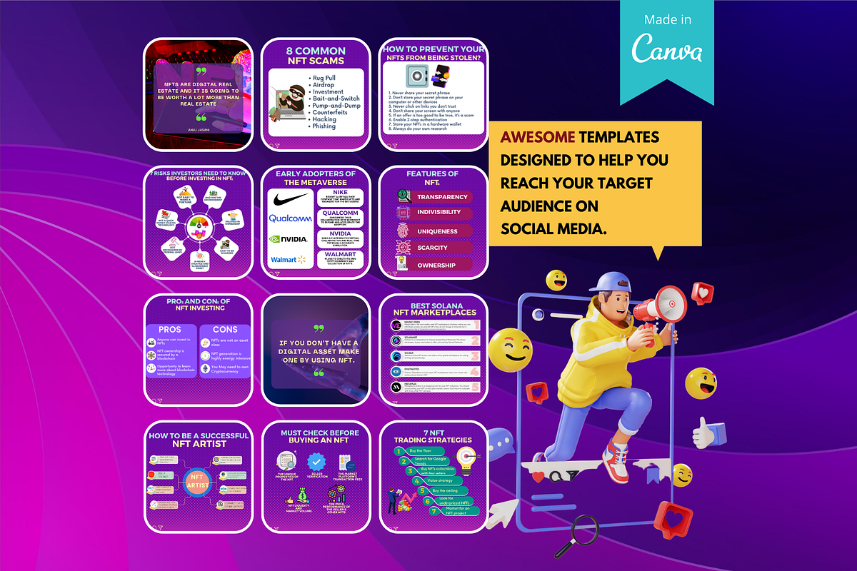 160 NFT Post - Canva Template, a Social Media Template by Viral Content Design (Photo 2 of 13)