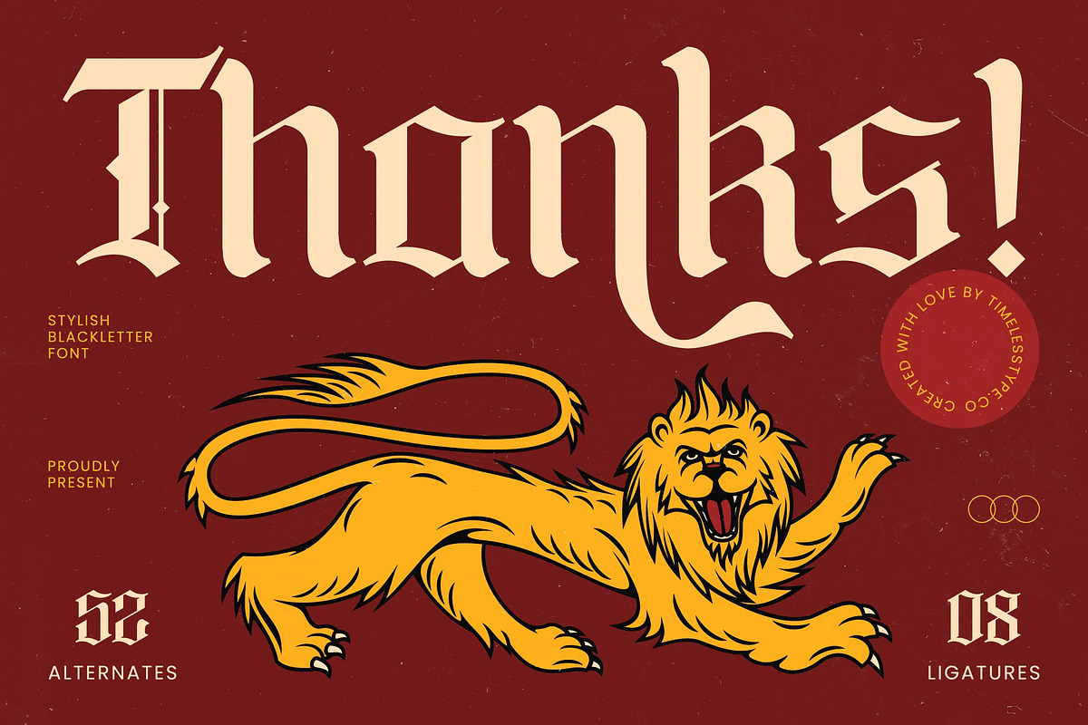 Lionkin Stylish Blackletter Font, a Blackletter Font by timelesstype.co (Photo 20 of 20)