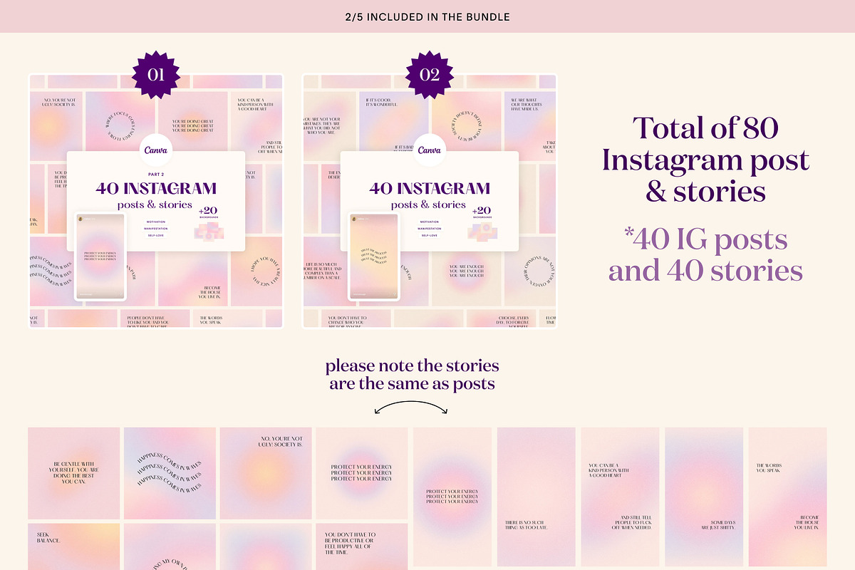 Pink Gradient Instagram Bundle, a Social Media Template by Alice Store (Photo 3 of 10)