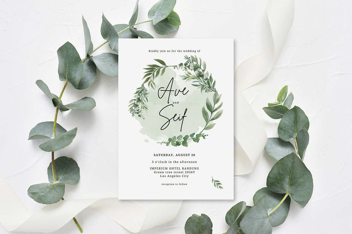 Eucalyptus Wedding Invitation Canva, an Invitation Template by Aarley Kaiven (Photo 3 of 4)