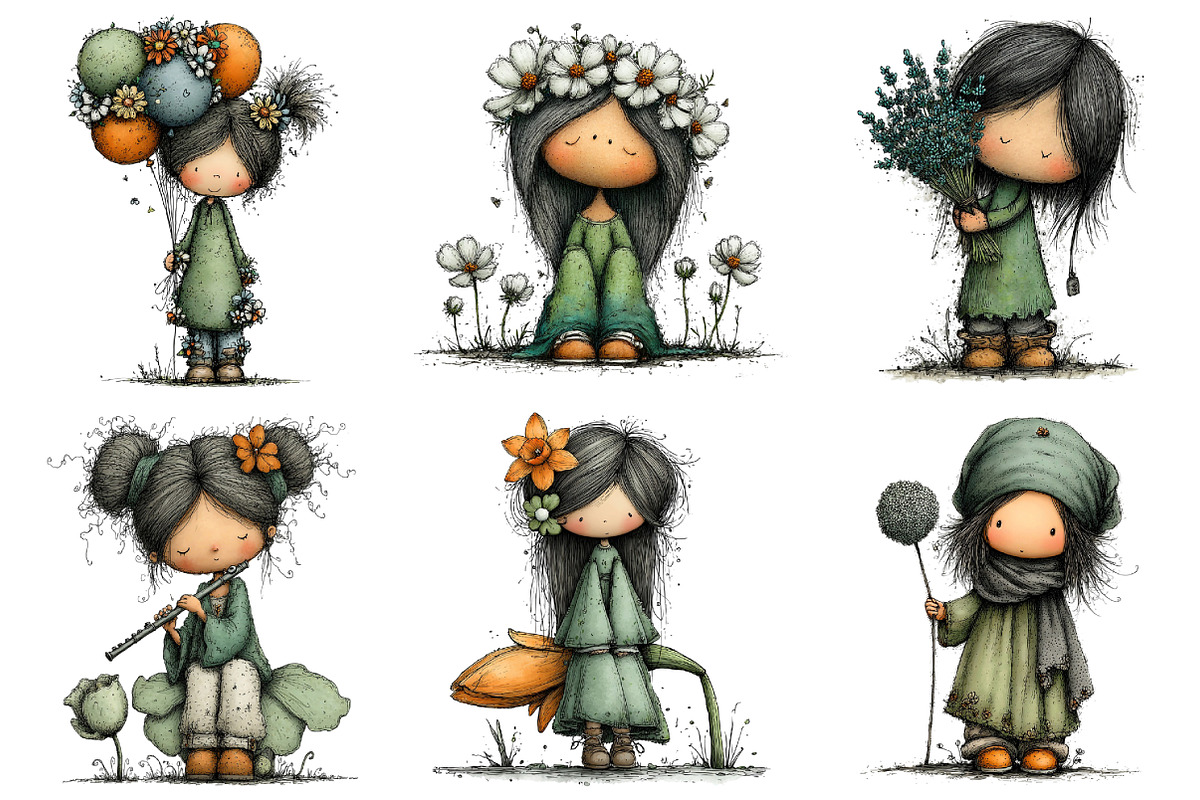 Flowers and Girls Big Clipart Bundle, an Illustration by Daily.Designs (Photo 4 of 5)