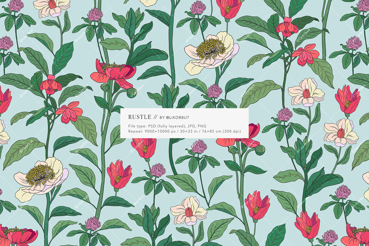 Rustle Botanical Pattern and Motifs, a Pattern Graphic by likorbut (Photo 2 of 12)
