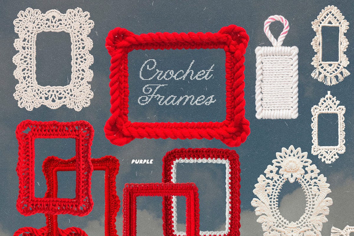 Crochet Frames: Vintage Lace Set, an Object Graphic by Purple (Photo 11 of 14)