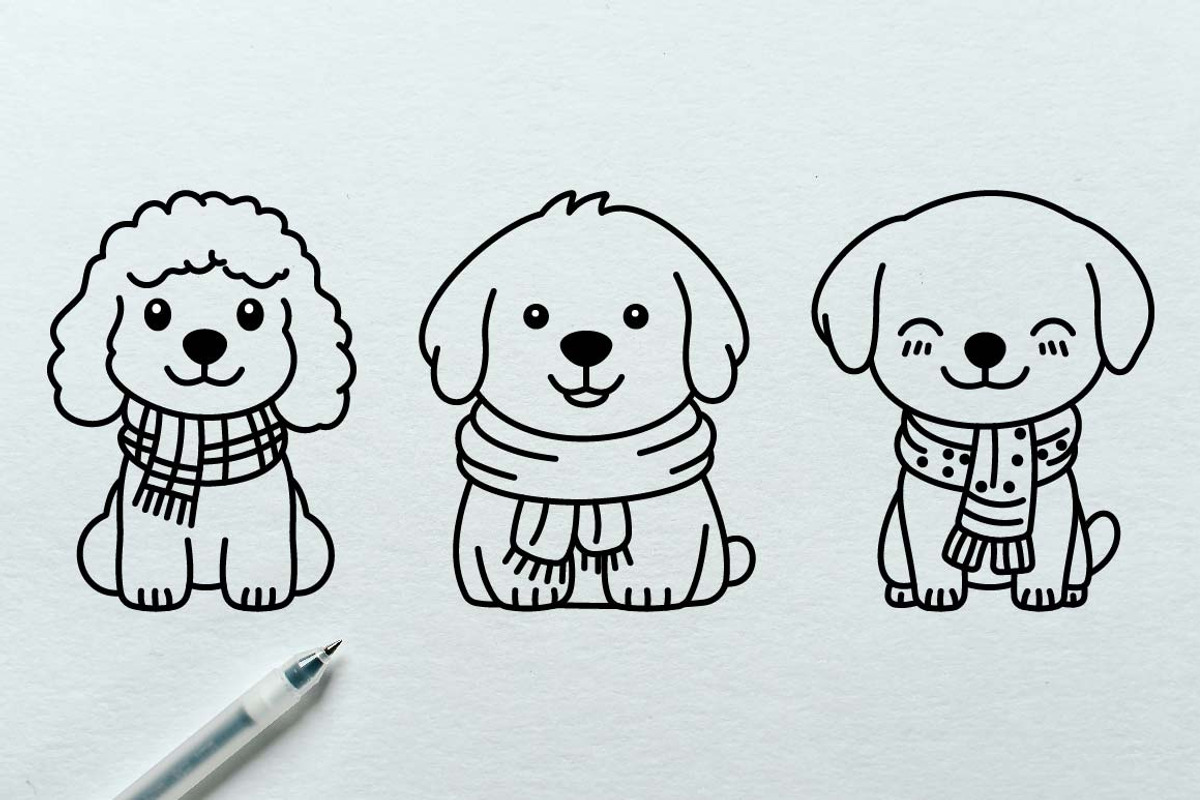 12 Cute Puppy Dog Wearing Scarf, an Animal Illustration by jongcreative (Photo 2 of 6)