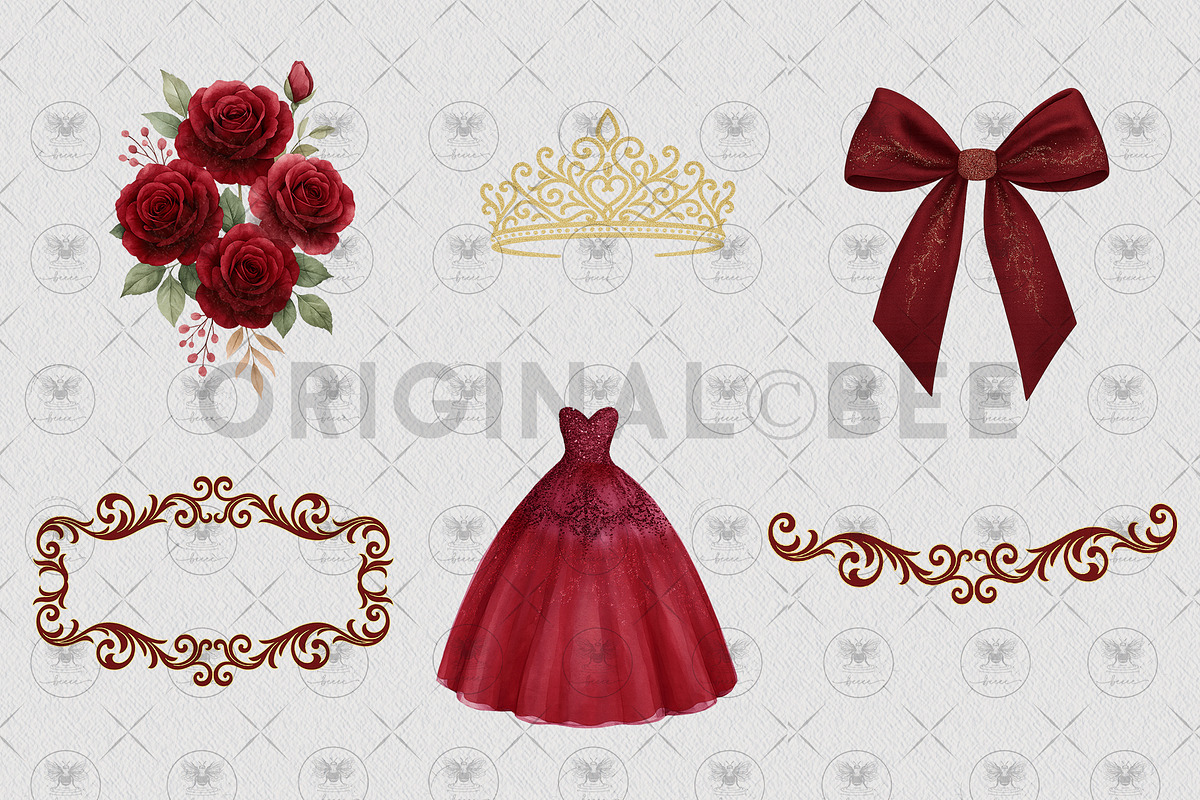 Princess Quinceañera Red Clipart, an Illustration by BigCakeBee (Photo 3 of 3)
