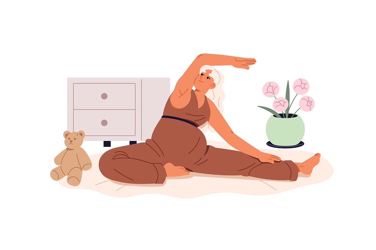 Pregnancy sport exercise, yoga set, a Person Illustration by PaperTrident (Photo 11 of 12)