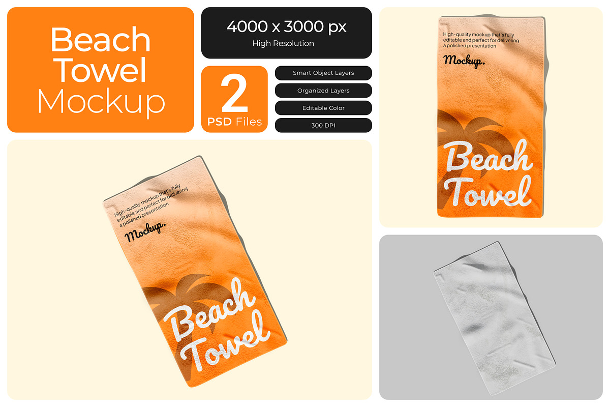 Beach Towel Mockup, a Product Mockup by Bartama Graphic (Photo 1 of 3)