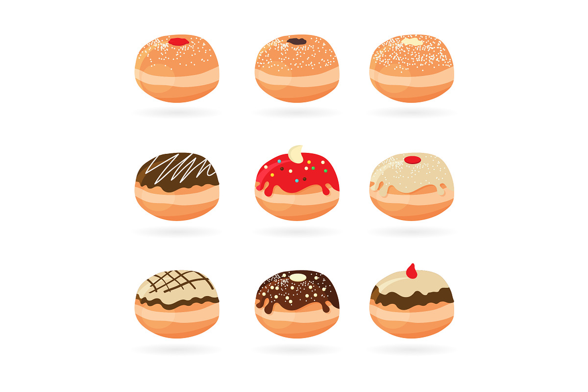 SALE! Vector Hanukkah Donuts Set, a Decorative Illustration by jenny lipets