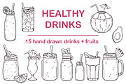 Healthy drinks hand drawn vector set, a Background Graphic by InkySplash (Thumbnail 1 of 4)