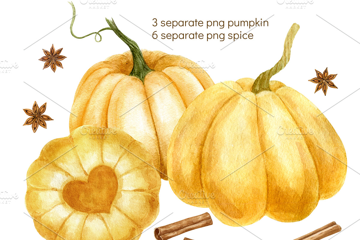 Pumpkin Pie Watercolor Clip Art, a Background Graphic by Watercolor Clipart (Photo 2 of 6)