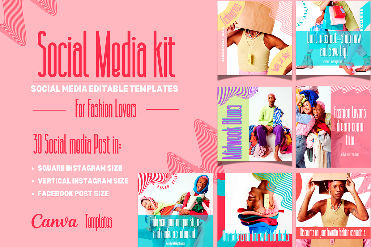 Social Media Fashion Pack Templates, a Social Media Template by PaolaroiDesign (Photo 1 of 6)
