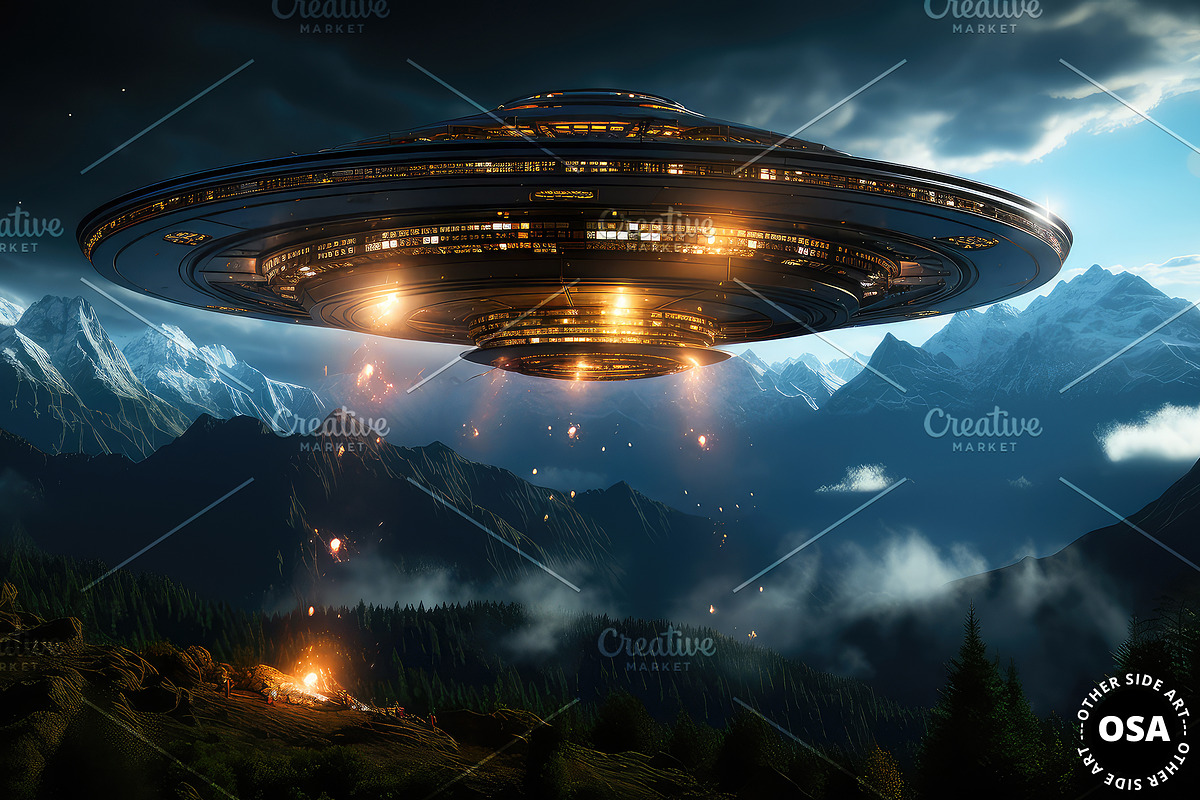 Saucer-Shaped Extraterrestrial UFO, a Technology Illustration by Other Side Art (Photo 2 of 8)