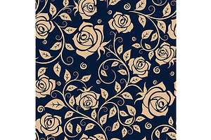 Medieval Seamless Pattern With Roses