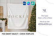 Tapestry Mockup Christmas Banner, a Merchandise Mockup by Mie Mockup Studio (Thumbnail 1 of 7)