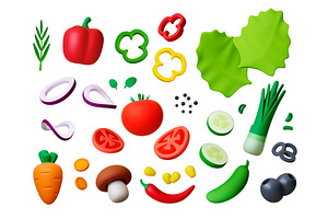 Fresh vegetables 3d. Isolated salad, a Food Illustration by Valerie Bodnar