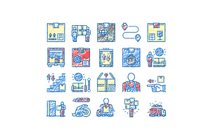 Mover Express Service set Icons hand, an Object Illustration by pikepicture