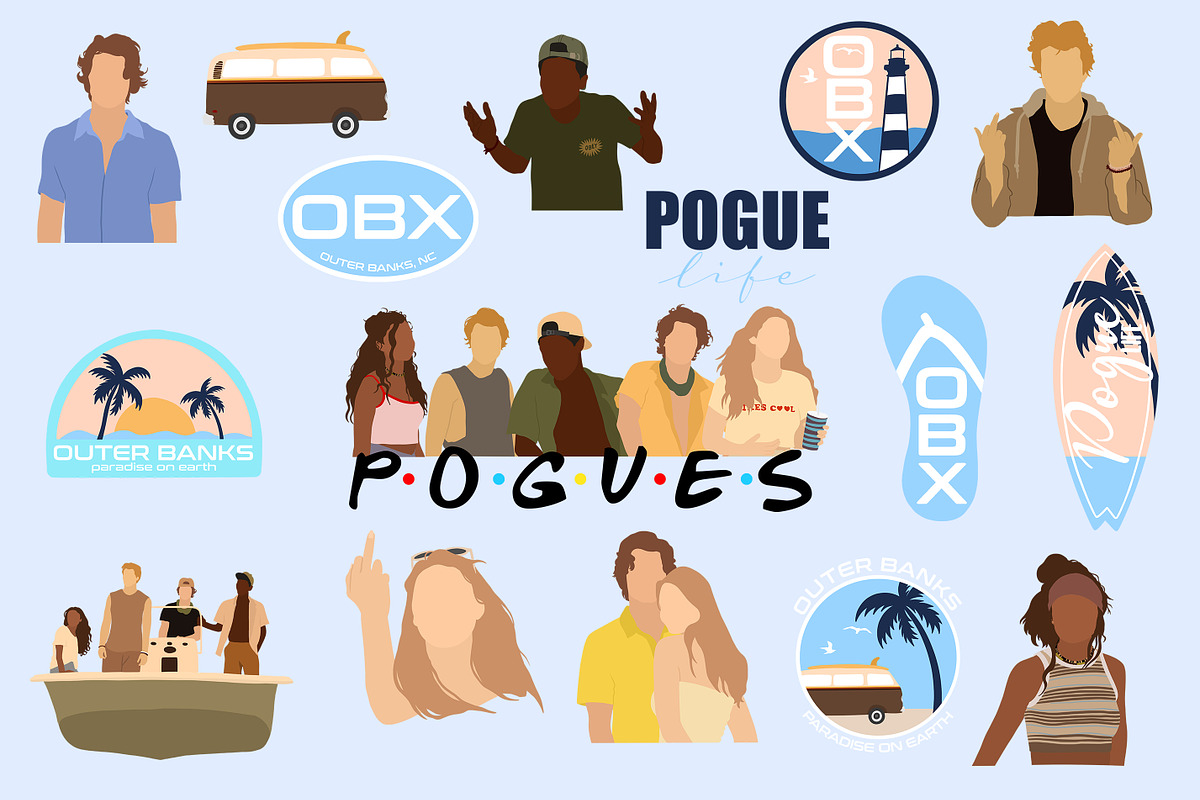 Outer Banks Clip Art Set, an Illustration by Nagore Rodriguez Design