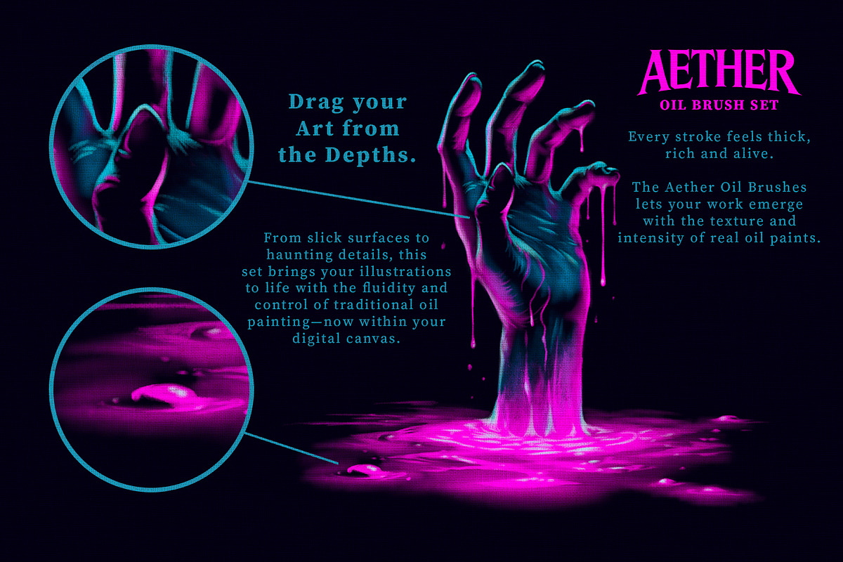 Aether Oil Brush Set (Illustrator), a Brush Add-On by G.A.R.M. Company (Photo 2 of 8)