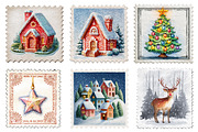 Christmas Postage Stamp Clipart, a Graphic by CitraGraphics (Thumbnail 3 of 4)