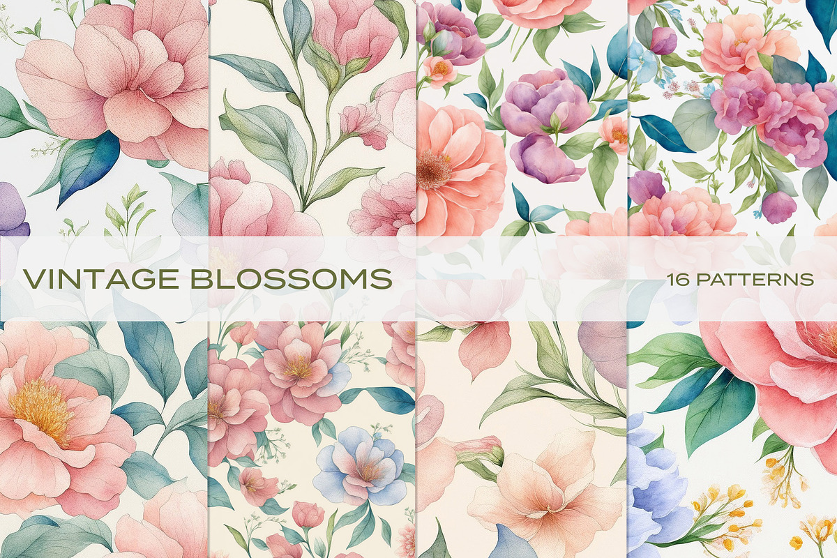Vintage Blossoms - Floral Patterns, a Pattern Graphic by LuOtero (Photo 5 of 6)