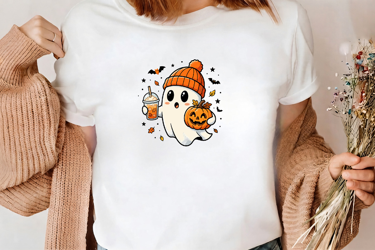 Ghost with pumpkin and drink, a Seasonal Illustration by CrexoraLab (Photo 3 of 4)