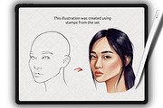Asian Women Face Stamps Procreate, a Brush Add-On by Procreate Market (Thumbnail 4 of 4)