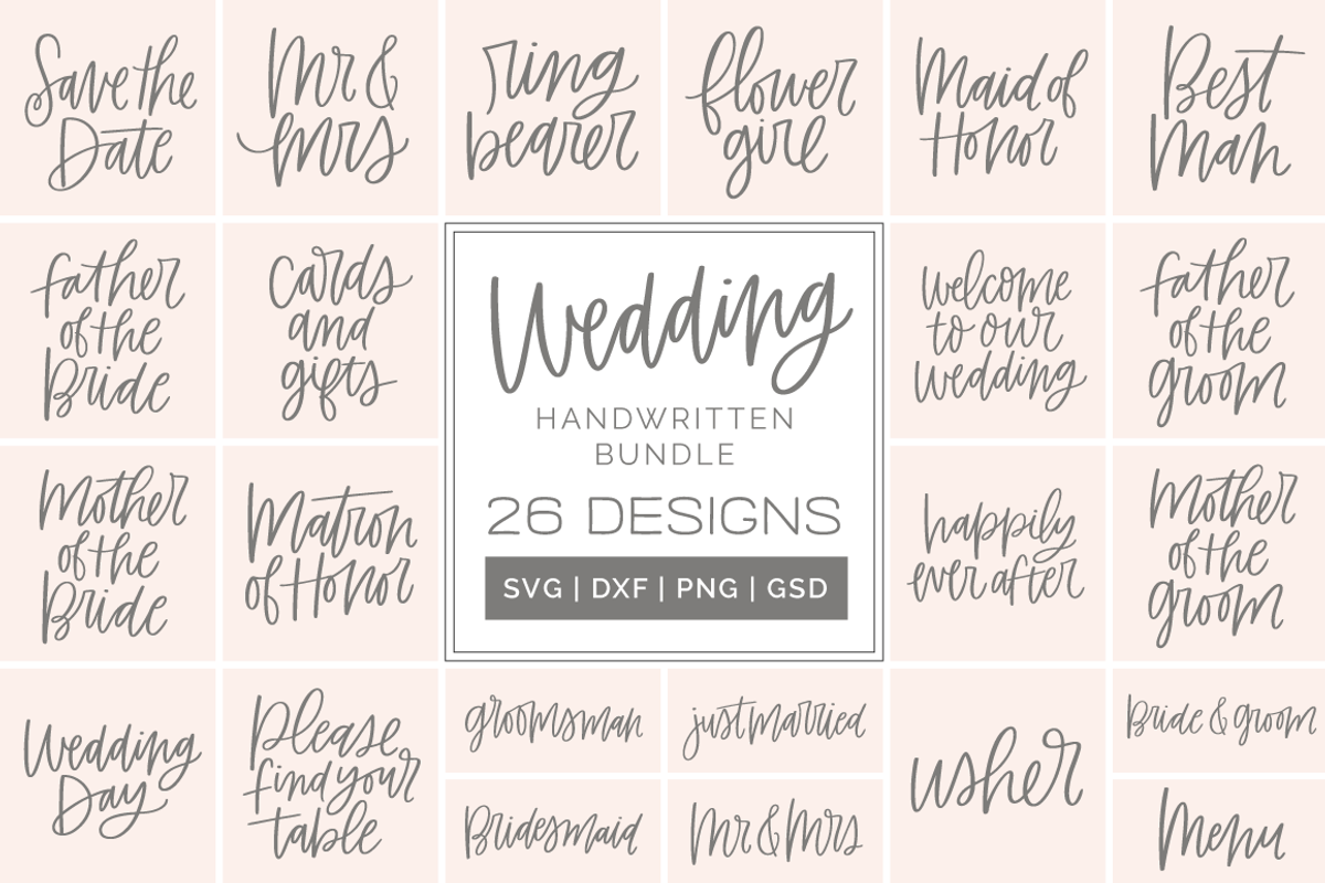 Wedding Handwritten SVG / Clip Art, an Illustration by k.becca