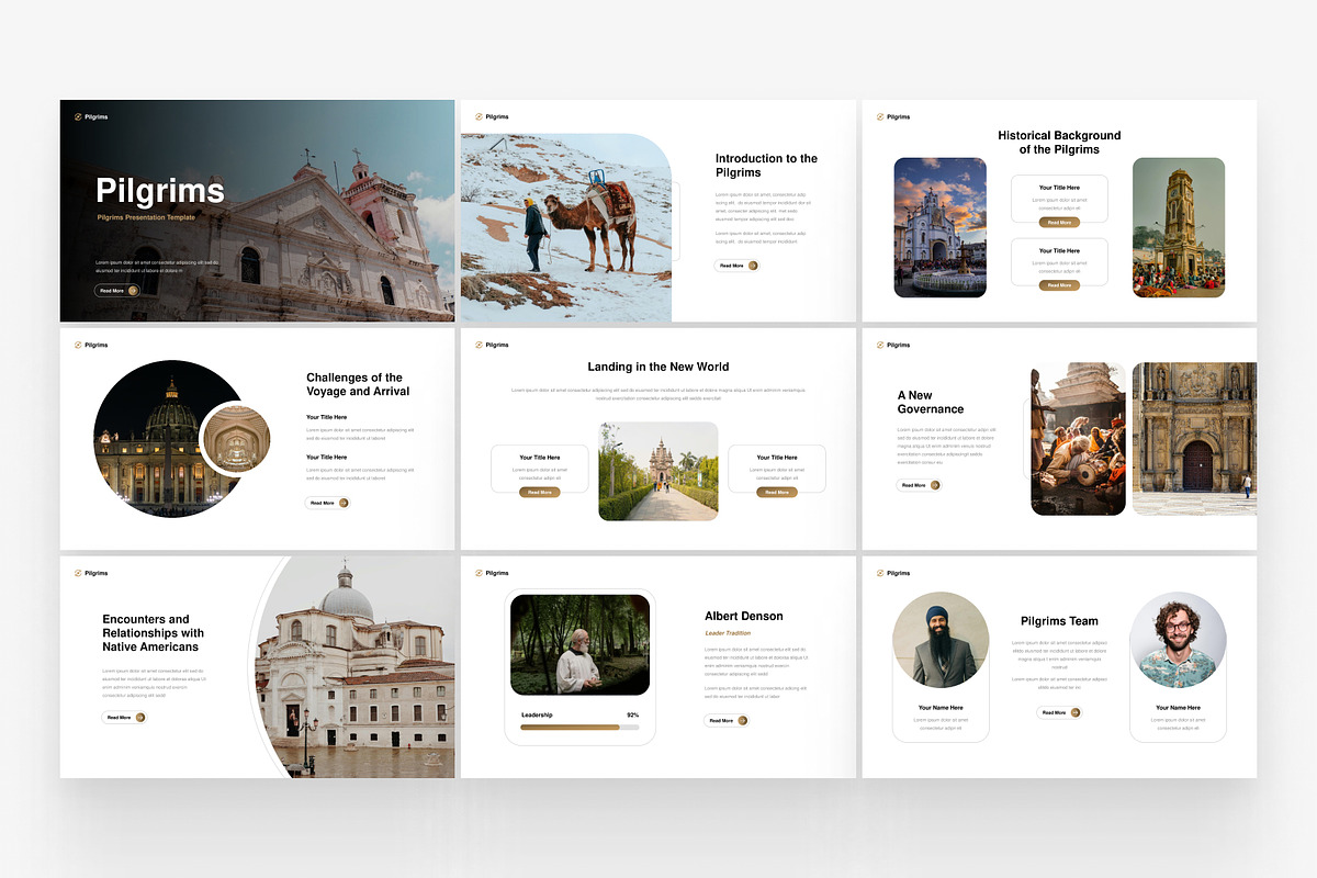 Elegant Beige Pilgrims Presentation, a Presentation Template by Eklip Studio (Photo 2 of 5)