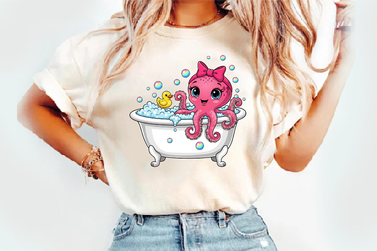 Squid Clipart  Funny Squid T-Shirt, an Illustration by Watercolor design (Photo 2 of 3)