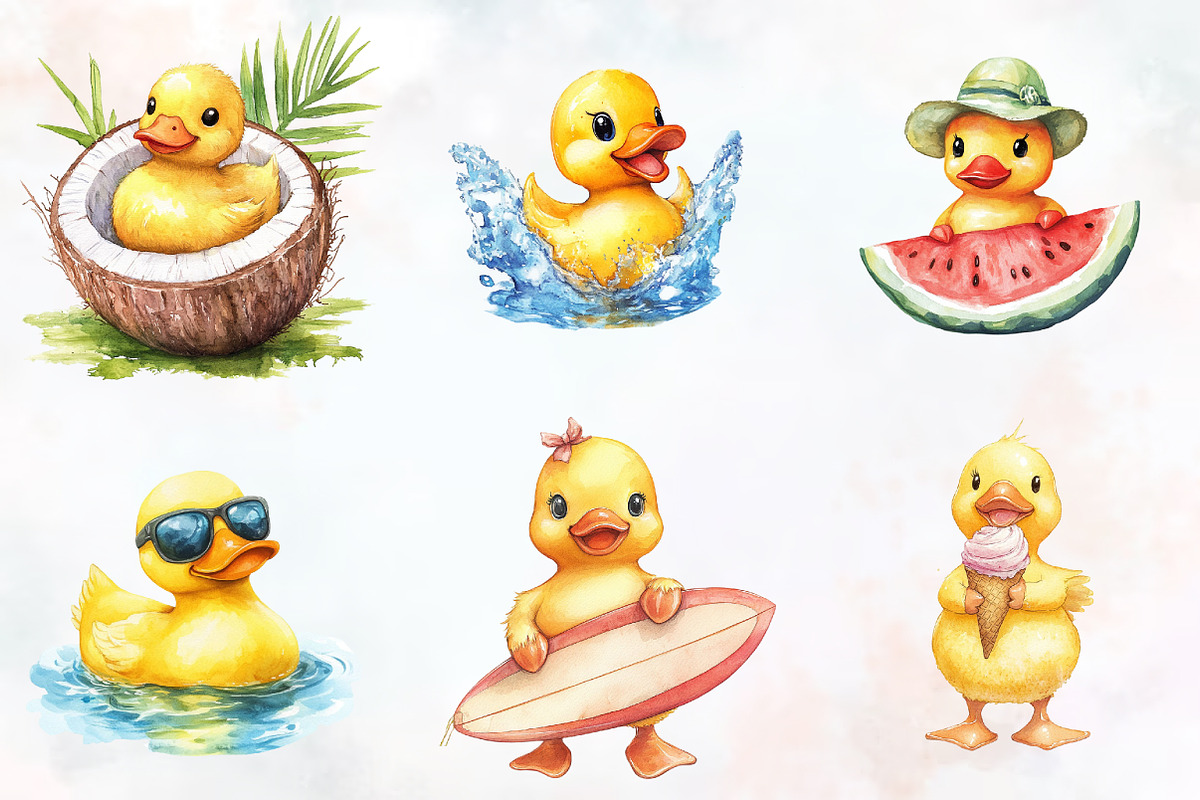 Cute Summer Rubber Duck Clipart, an Illustration by RobertsArt (Photo 6 of 7)