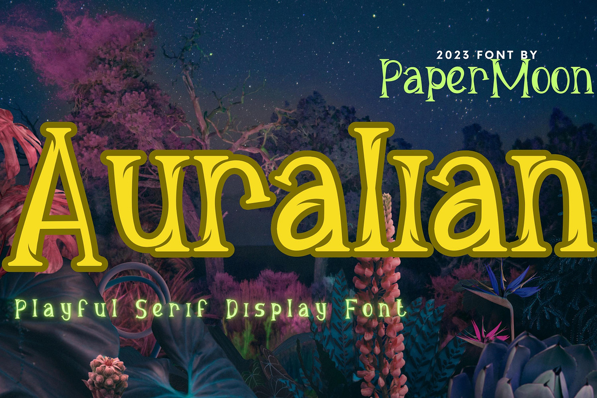 Auralian - Playful Display Font, a Serif Font by PaperMoon (Photo 1 of 6)