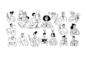 People characters black ink sketches, an Object Illustration by Onyx