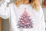 Watercolor Pink Christmas Tree PNG, an Illustration by SinaCreation (Thumbnail 4 of 7)