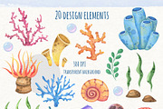 Watercolor Ocean Animals Clipart, an Animal Illustration by ekossa_art (Thumbnail 3 of 4)