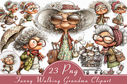 Funny Walking Grandma Clipart, an Illustration by Libby Wishes (Thumbnail 7 of 7)
