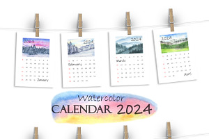 Watercolor Calendar 2024