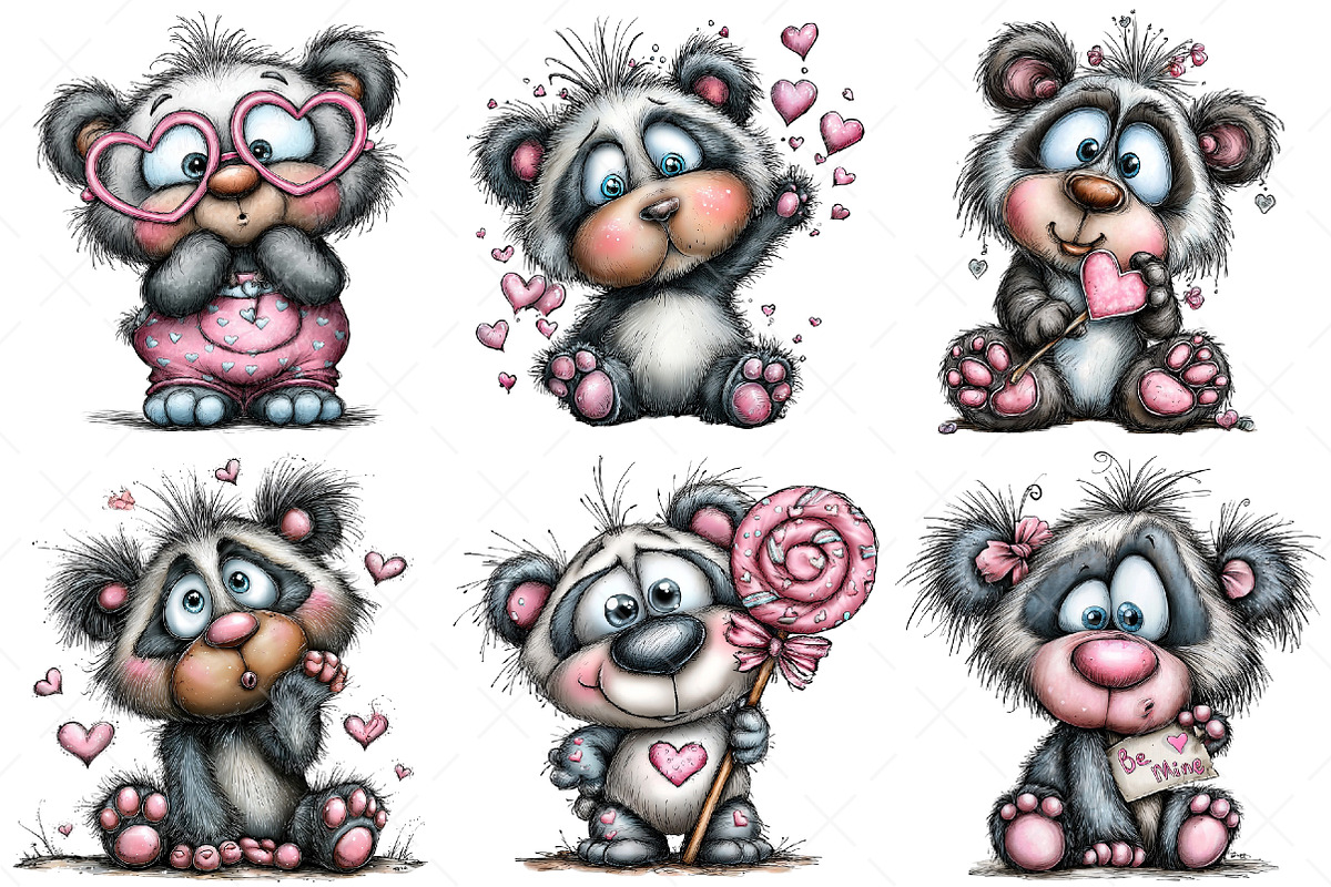 Quirky Valentine's Day Panda Clipart, an Illustration by Craft Nest (Photo 5 of 9)