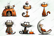 Whimsical Cats Clipart Bundle, an Illustration by Creative Art (Thumbnail 6 of 11)