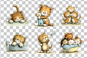 Cute Kitten Watercolor Clipart PNG, an Animal Illustration by Nicolle's Colorful Art (Thumbnail 5 of 5)
