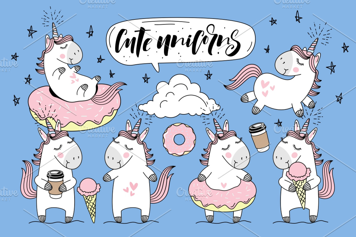Cute Unicorns collection, an Illustration by dv_illustration