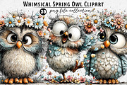 Whimsical Spring Owl Clipart, an Illustration by Dream Creation (Thumbnail 1 of 6)