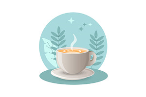 Cappuccino Illustration. Cup, Saucer