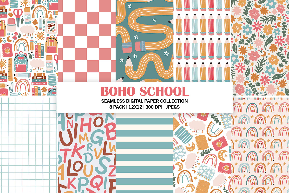 Boho School Seamless Digital Pattern, a Pattern Graphic by Alanna Messina Design Co (Photo 1 of 9)