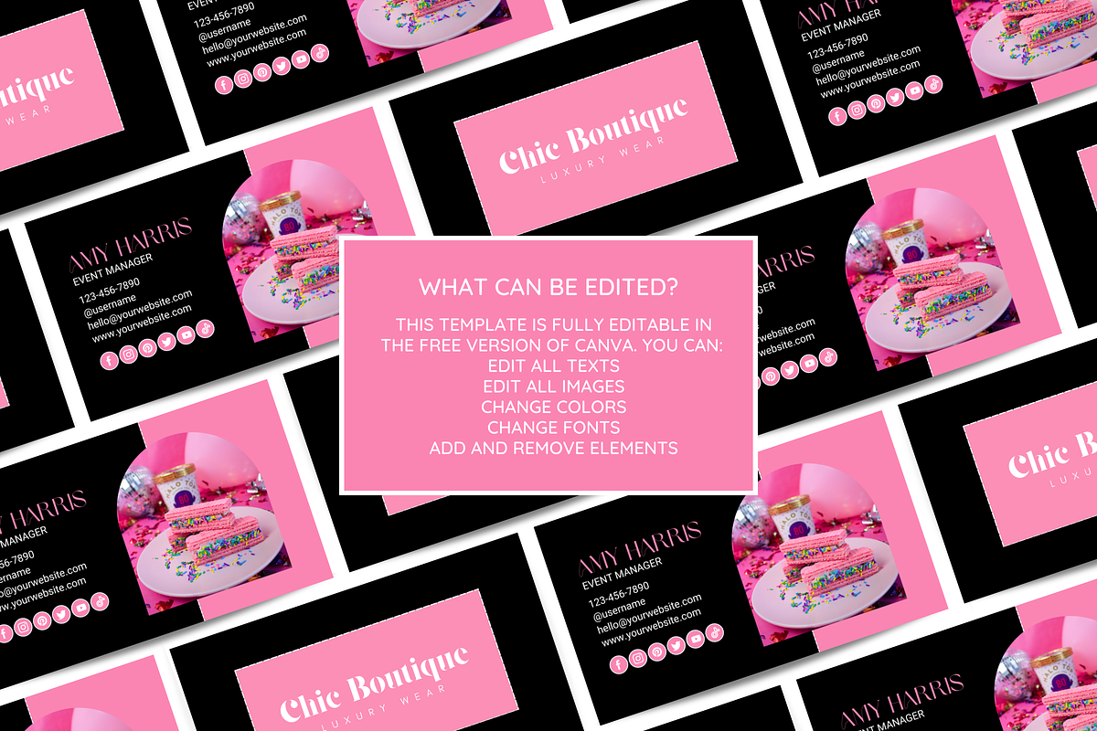 Black Pink Business Card Template, a Business Card Template by SunshineStudioBoutique (Photo 3 of 10)