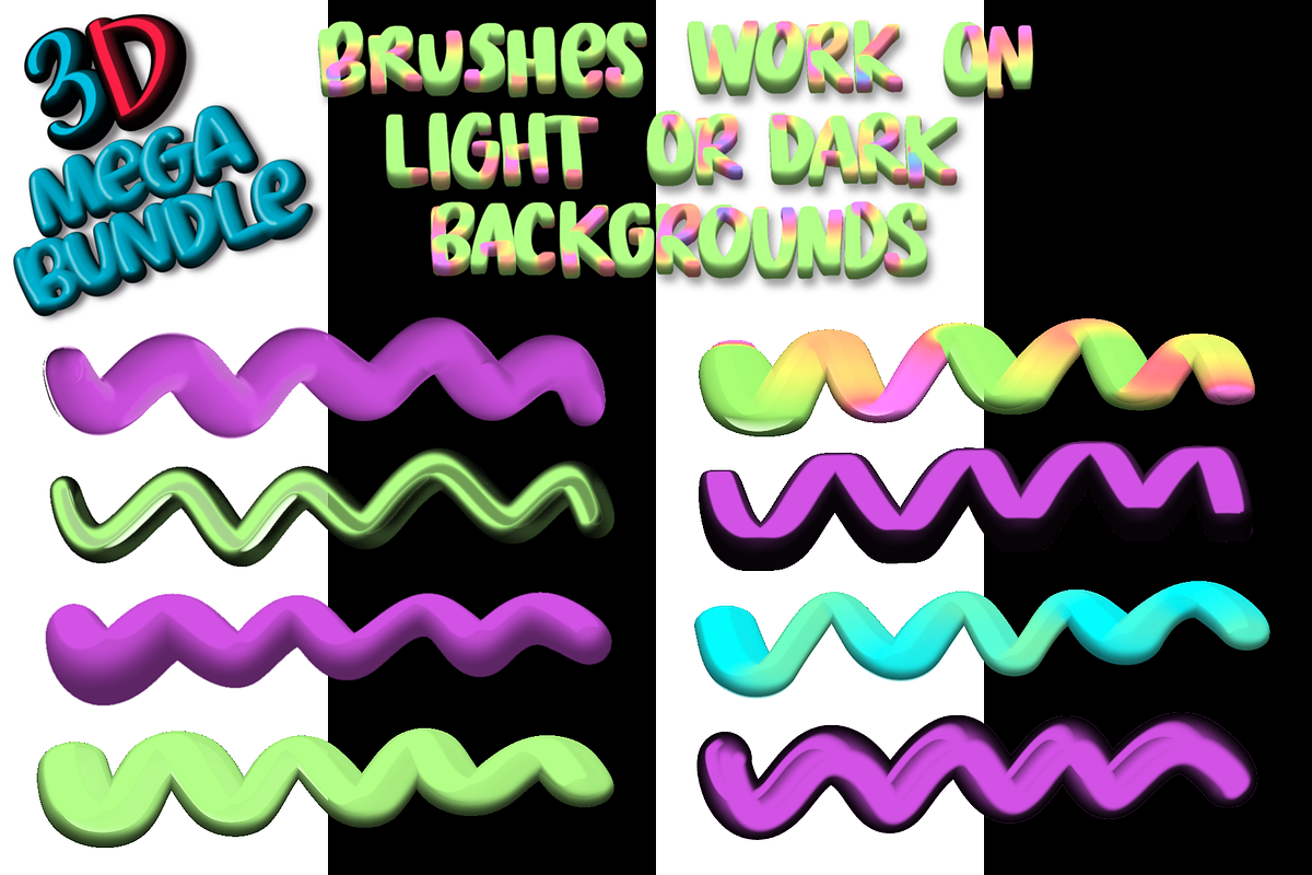 Procreate 3D Mega Bundle, a Brush Add-On by AlwaysBeColoring (Photo 9 of 13)