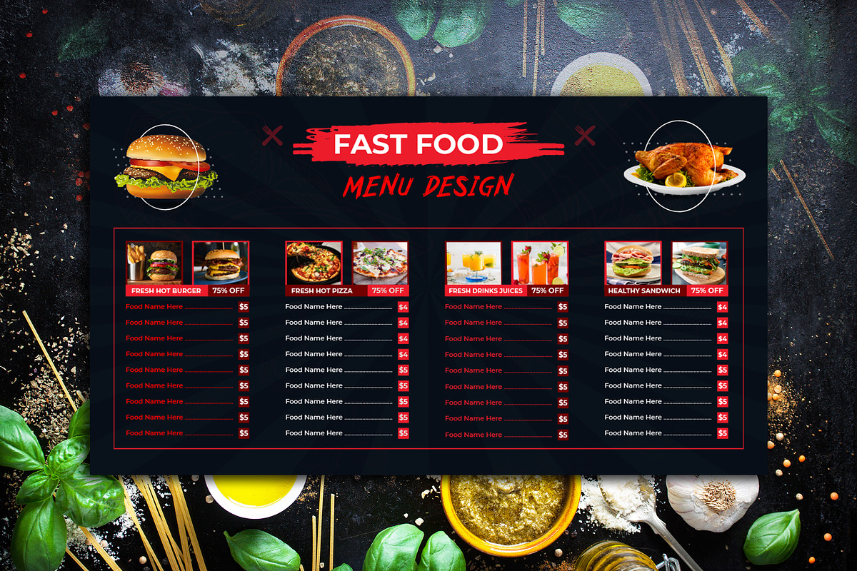 Digital Fast Food Menu Template, a Stationery Template by MRI STUDIO (Photo 3 of 4)